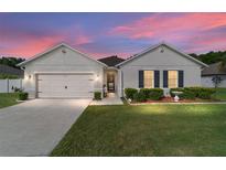 Charming single-Gathering home featuring manicured lawn, and attached two-car garage, inviting curb appeal at 2552 Ne 42Nd Rd, Ocala, FL 34470