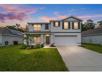 Charming two-story home featuring a well-manicured lawn and an attached two-car garage at 11205 Se 69Th Ter, Belleview, FL 34420