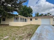 Charming single-story home with a lush green lawn and a screened-in porch, perfect for enjoying the outdoors at 3801 Sw 147Th Lane Rd, Ocala, FL 34473