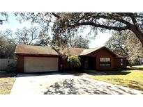 Charming single-story home featuring a two-car garage, mature trees, and well-maintained front lawn at 3710 Black Jack Ct, Lake Wales, FL 33898