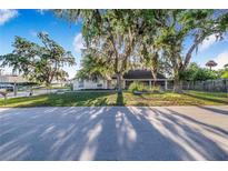 Charming single-story home featuring mature trees and a well-maintained lawn behind a decorative metal chainlink fence at 700 E Park Rd, Haines City, FL 33844