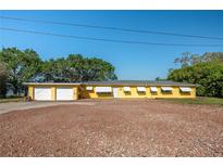 Charming single-story home with a yellow exterior, large front yard, and a two-car garage at 225 Wes Mann Rd, Babson Park, FL 33827