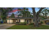Charming single-story home with well-maintained lawn, mature tree, and convenient covered carport at 616 Oriole Dr, Lakeland, FL 33803