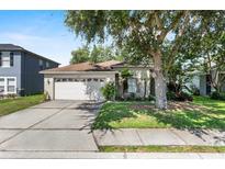 Charming single-story home with a well-maintained lawn and an attached two-car garage at 2505 Brownwood Dr, Mulberry, FL 33860