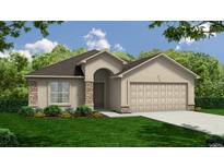 Charming one-story home with stone accents, arched entryway, and a two car garage at 144 W 7Th St, Frostproof, FL 33843