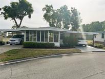 Charming single-story home featuring well-manicured landscaping and a covered parking area for two cars at 141 Aspen Cir, Leesburg, FL 34748