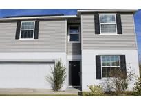 Two-story house with gray siding, white garage door, and landscaping at 196 Albany Dr, Kissimmee, FL 34759