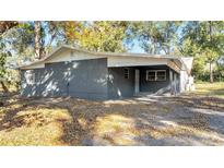 Gray house with white trim, covered entryway, and tree-lined yard at 7043 Carlene Dr, Orlando, FL 32835