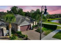 Charming single-Gathering home features a paver driveway, two car garage and tropical landscaping at 246 Tomelloso Way, Davenport, FL 33837
