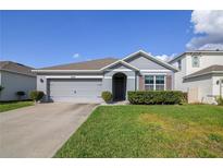 Charming single-Gathering home with a well-maintained lawn and a two-car garage at 9009 Pinales Way, Kissimmee, FL 34747