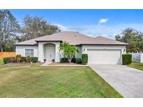 Charming single-story home with a well-manicured lawn, mature landscaping, and a two-car garage at 19331 Briercrest Trl, Orlando, FL 32833