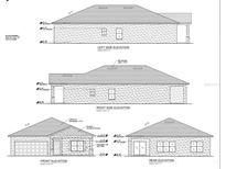 Blueprint of a single-Gathering home showcasing the left, right, front, and rear side elevations with detailed measurements at 1324 Kory St, Kissimmee, FL 34741