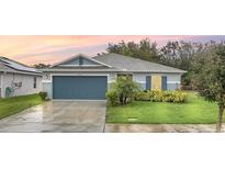 Charming single-story home featuring a well-maintained lawn, a two-car garage, and attractive landscaping at 1877 River Crest Ave, St Cloud, FL 34771