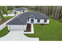 New construction home with a well manicured lawn and a two car garage at 41 Peterlee Ct, Kissimmee, FL 34758