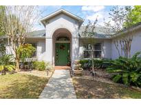 Charming home with a green front door, decorative wreath, and a well-manicured lawn and landscaping at 4911 Lazy Oaks Way, St Cloud, FL 34771