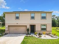 Two-story home with neutral siding, a two-car garage, and a well-manicured lawn at 1131 Nelson Meadow Ln, Kissimmee, FL 34759
