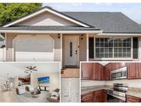 Charming single-Gathering home featuring an attached garage, white trimmed windows, and well-maintained landscaping at 1208 Roma Ct, Orlando, FL 32825