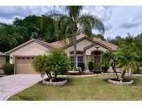 Charming single-story home with well-manicured lawn and mature palm trees at 1011 Dampierre Ct, Kissimmee, FL 34759