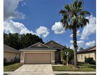 Charming single-story home with a well-manicured lawn and mature palm tree at 260 Piccolo Way, Davenport, FL 33896