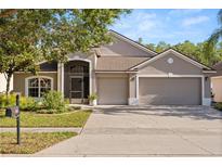 Charming home featuring a well-maintained lawn, mature trees, and a convenient two-car garage at 3641 Bristol Cove Ln, St Cloud, FL 34772