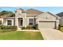 Charming single-Gathering home with a well-manicured lawn, inviting front entrance, and a two-car garage at 3844 Cabo Rojo Dr, St Cloud, FL 34772