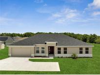 Beautiful single-story home featuring a well-manicured lawn and a neutral color palette at 555 Viceroy Ct, Kissimmee, FL 34758
