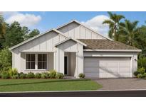 Charming single-Gathering home featuring white siding, a two-car garage, and a neatly landscaped front yard at 4053 Redbridge Loop, Davenport, FL 33837