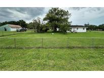 Spacious, grassy yard with a chainlink fence surrounds this single-Gathering home at 1886 Pleasant Hill Rd, Kissimmee, FL 34746