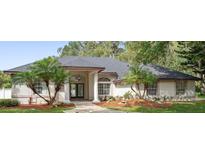 Charming single story home with mature landscaping, decorative lighting, and a walkway to the front door at 5254 Mill Stream Dr, St Cloud, FL 34771