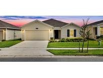 Charming single-story home featuring a manicured lawn and a two-car garage with great curb appeal at 4492 Bluff Oak Loop, Kissimmee, FL 34746