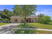 Charming single-story home featuring a well-maintained lawn and colorful landscaping at 8733 Catbriar Ln, Orlando, FL 32829