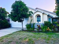 Charming single-story home with a well-manicured lawn and a lush green tree in the front yard at 162 Seneca Point Trl, Kissimmee, FL 34746