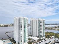 Aerial view of two condo towers overlooking the water at 241 Riverside Dr # 1203, Daytona Beach, FL 32117