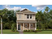 Two-story house with light beige exterior, gray roof, and a small front porch at 1922 Rider Rain Ln, Apopka, FL 32703