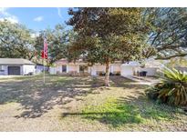 Charming single-story home with a spacious front yard and a traditional American flag at 18 Pine Circle Dr, Ocala, FL 34472