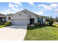 Charming one-story home with a well-maintained lawn and a two car garage at 1006 Breggia Ct, Haines City, FL 33844