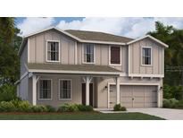 Charming two-story home with a front porch, attached two-car garage, and neutral toned siding at 4759 Golden Knight Blvd, Kissimmee, FL 34746