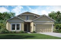 Charming single-Gathering home featuring a manicured lawn, a two-car garage, and inviting front entrance at 4208 Nightcaps Way, Kissimmee, FL 34746