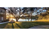 Scenic backyard view with lake, lush lawn, and mature trees, perfect for relaxation and outdoor enjoyment at 6372 Raleigh St # 1911, Orlando, FL 32835