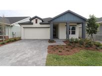 Charming single-story home with a two-car garage, landscaped yard, and covered entryway at 6057 Sacred Oak Ave, Mount Dora, FL 32757