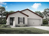 Charming single-story home featuring a well-manicured lawn, attached two-car garage, and classic architectural details at 1795 White Elephant Loop, Winter Haven, FL 33884