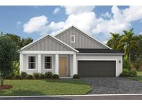 Charming single-story home featuring stone accents, a two-car garage, and a well-manicured lawn at 6086 Sw 97Th St, Ocala, FL 34476