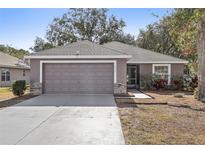 Charming single-story home with a two-car garage, neutral tones, and manicured landscaping at 2309 Angel Fish Loop, Leesburg, FL 34748