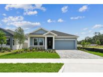 Charming single Gathering home with manicured lawn and paved driveway under a sunny sky at 6051 Sacred Oak Ave, Mount Dora, FL 32757