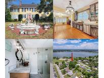 Real estate collage featuring a two-story traditional home with a water fountain at 800 W Lake Elbert Ne Dr, Winter Haven, FL 33881