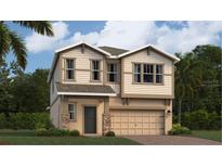 Charming two-story home featuring a two-car garage and beautifully designed façade at 757 Terrapin Dr, Debary, FL 32713