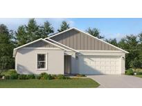 Inviting single-story home featuring a two-car garage, neutral tones, and manicured landscaping, offering a charming curb appeal at 4838 Waltham Forest Dr, Davenport, FL 33837