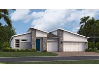 Charming single-story home with a two-car garage, stone accents, and well-manicured lawn at 2275 Rider Rain Ln, Apopka, FL 32703