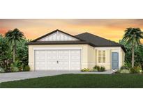 Inviting single-Gathering home featuring a two-car garage, tidy lawn and tropical landscaping at 8303 Sw 54Th Loop, Ocala, FL 34481