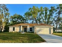 Charming single-story home with a well-maintained lawn, attached garage, and neutral-toned exterior at 1259 Groveland Ln, Lakeland, FL 33811